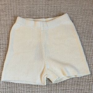 Meshki Cream High Waist Knit Shorts